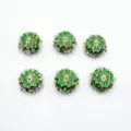 Grüne fünfblättrige Blumen Harzperlen mit Goldrand und Strass für DIY Basteln Zubehör Stifte. - 22mm/1 Stück / Grün