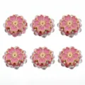 Rosa fünfblättrige Blumen Harz Perle Detail, goldfarbener Dekorationsanhänger für DIY. - 22mm/1 Stück / Rosa
