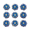 Blaues Blumen-Harzperlen mit Goldrand und Strass, ideal für DIY-Stifte und Taschenanhänger. - 22mm/1 Stück / Dunkelblau