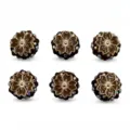 Detailweergave van bruine bloemharskraaltjes met gouden rand, parels en strass voor knutselwerk. - 22mm/1 Stuk / Grijs