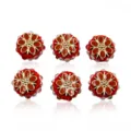 Perles artisanales en resine fleur rouge 22mm avec accent dore pour bijoux DIY bracelets - 1 Pièce / 22mm / Rouge