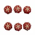 Vue détaillée de perles de fleurs en résine rouge de 22 mm avec bordure dorée bijoux. - 1 Pièce / 22mm / Rouge Foncé