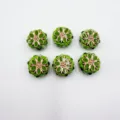 Perles de fleurs en résine verte de 22mm avec insert en métal doré pour fabrication de bijoux - 1 Pièce / 22mm / Vert