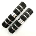 Aluminum bicycle stunt pegs detail shot, anti-slip design for mountain bike rear axle. - Solid 100mm Length / Black