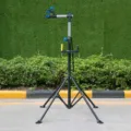Professional bicycle repair stand with tool tray, heavy-duty folding workstand for bikes. - Handle / Silver