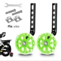 Roues stabilisatrices pour vélo enfant avec design lumineux, supports réglables et kit de montage. - Support Universel 12-20 / Vert