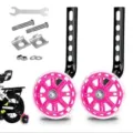 Roues stabilisatrices pour vélo d'enfant avec lumières clignotantes et matériel de fixation. - Support Universel 12-20 / Rose