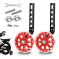 Roues stabilisatrices pour vélo d'enfant avec LED clignotantes et kit de quincaillerie. - Support Universel 12-20 / Rouge