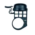 Detailed view of the black bicycle bell showing handlebar mount and manual striker lever. - Black
