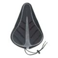 Housse de selle de vélo noire avec canal central respirant et cordon de serrage pour VTT. - Noir