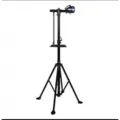 Foldable bicycle repair stand iron bike maintenance work stand with tool tray and clamp - Handle / Black