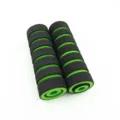Black green motorcycle sponge handlebar grips detail view, soft foam non-slip design. - Black Green