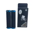 Fahrradlenkergriffe mit dickem Schwamm und doppelten Verriegelungsringen aus Aluminium für Radfahren - Zweiseitig Im Karton / Blau