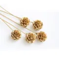 Gold dried scabiosa flower stems, floral arrangement DIY material for home decor bouquet. - 1 Bundle 5 Branches / Gold