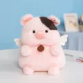 Cute angel pig plush toy doll, soft stuffed animal birthday gift for kids and girls. - 26cm / Pink Brown