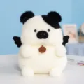 Cute angel pig plush toy, black and white stuffed animal doll, soft kids toy gift. - 26cm / Black and White