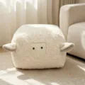 Fluffy sheep plush cushion ottoman and cozy living room lazy sofa stool for kids warm home decor - 55cm (With Zipper) / White