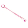 Pink beaded bag charm keychain, handmade braided cord with pink crystals and round clasp. - Pink