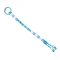 Handmade woven beaded keychain bag charm with blue clasp and rhinestones, colorful cord pendant. - Blue