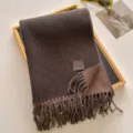 Winter korean style wool blend solid color fringe scarf couple thick warm winter neck warmer - 190x65cm / Coffee