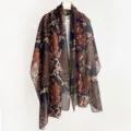 Women stylish breathable long printed scarf shawl, versatile snake pattern neck wrap for daily wear. - Coffee Brown (Snake)