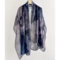 Women fashion abstract print long scarf, blue purple stylish breathable versatile shawl. - Blue Purple (Ink)