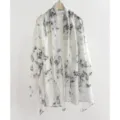Women marble printed long scarf fashion breathable lightweight shawl versatile neckerchief headwrap - White (Marble)