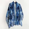 Stylish blue marble print long scarf for women, lightweight breathable fashion shawl. - Dark Blue (Marble)