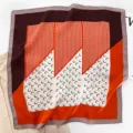 Foulard quadrato in seta da donna stile designer di lusso motivo luna sciarpa elegante - Arancione