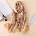 Elegante foulard in seta sintetica con stampa artistica a olio da donna, scialle alla moda. - 90*180cm / Kaki