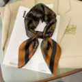 Elegant black brown silk scarf with vintage floral print, perfect French style neckerchief. - Coffee Brown