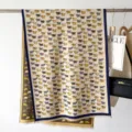 Sciarpa con nappe autunno inverno donna imitazione cashmere scialle fantasia mucca antivento - GSJ-234 Bordo Blu Scuro