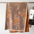 Sciarpa etnica con fiori jacquard effetto cashmere inverno caldo spesso lungo scialle da donna foulard - Rosa Polvere