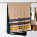 Sciarpa invernale classica effetto cashmere da donna, elegante scialle lungo con stampa di cintura. - Bordo Verde