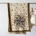 Sciarpa calda da donna in similcashmir con stampa albero farfalla scialle invernale. - Giallo Beige