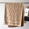 Elegante sciarpa stile cashmere con stampa floreale, calda sciarpa invernale con rose. - Beige Arancione