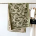 Sciarpa retrò finta cashmere verde con motivo paisley, elegante scialle invernale. - Verde
