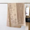 Winter fashion floral imitation cashmere scarf for women, elegant beige thick warm wrap - Khaki