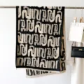 Color-block printed winter scarf, retro American style soft imitation cashmere shawl for women. - Black