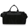 Black PU travel duffel bag for men and women, large capacity waterproof fitness gym sports bag. - Black