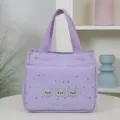 Purple star print canvas handbag trendy commuter tote bag casual daily small shoulder bag - Purple