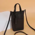 Dark brown mini vertical crossbody bag for women, PU leather shoulder phone bag with top handle. - Brown
