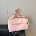 Pink large capacity sports fitness duffel bag, casual travel shoulder bag for women. - Pink