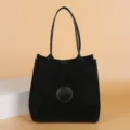 Black tote handbag for women stylish casual shoulder bag with dual top handles elegant design - Black