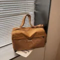 Travel duffel bag large capacity casual gym weekender bag with front plaid pocket khaki - Brown