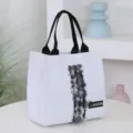 White minimalist tote bag, casual commuting lunch bag and large capacity handbag for daily use. - White