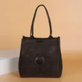 Women dark brown tote bag PU leather stylish handbag classic shoulder bag for daily commute. - Dark Brown