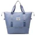 Large capacity travel gym bag for women, waterproof short trip luggage shoulder handbag. - Fog Blue