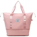 Pink travel duffel bag large capacity gym bag waterproof short trip luggage handbag for women - Light Pink