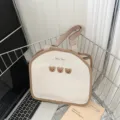 Korean ins canvas tote bag with cute bear embroidery, lightweight lunch and mother bag variant. - L / Off White
